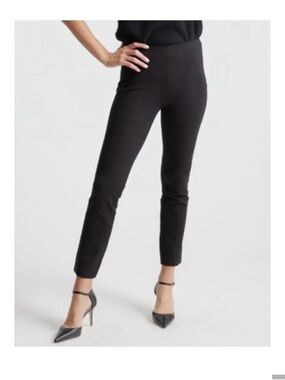 Quince Women's Ultra-Stretch Ponte Pintuck Ankle Pant Sz Medium Classic Black